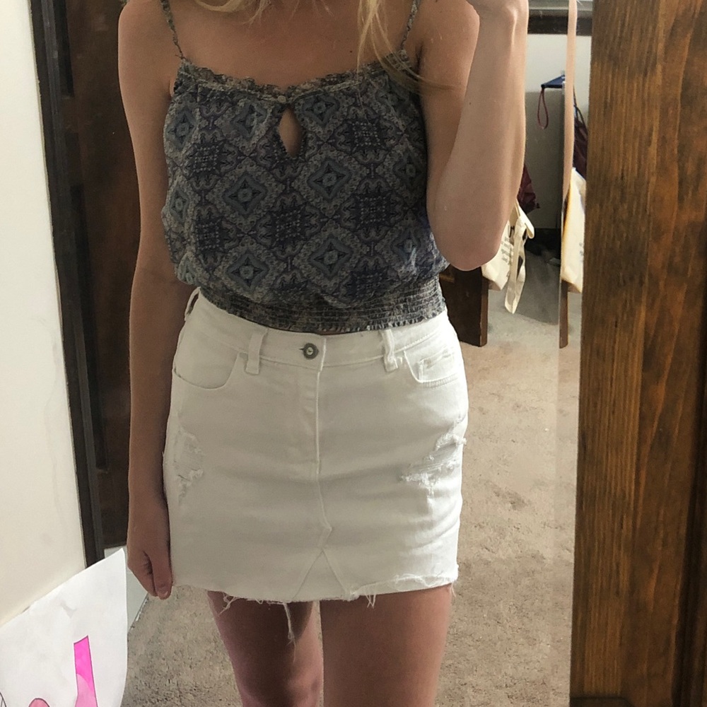Hollister White Jean Skirt